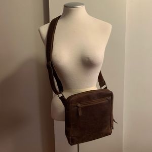 Distressed leather crossbody bag
